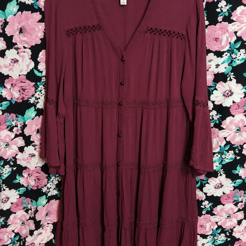 Knox Rose Burgundy Lace Detail Blouse